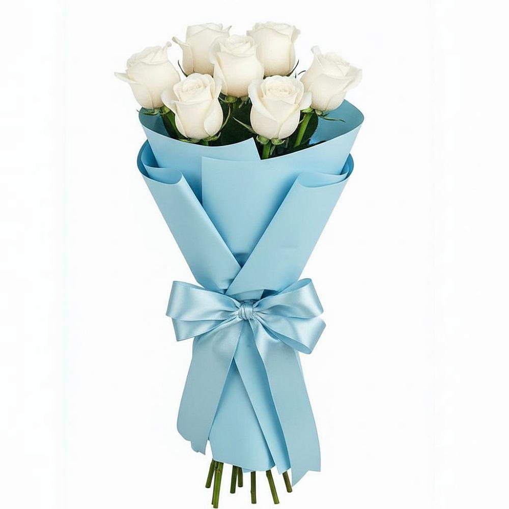 Букет 7 белых роз Проуд в Новостройку