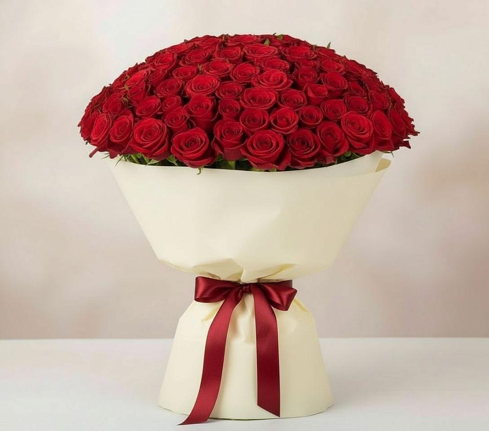 Букет 101 Красная роза Милано в Новостройку
