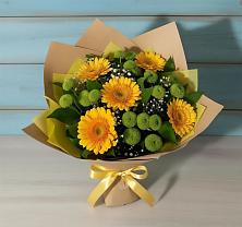 Букет цветов из:  Герберы и Хризантемы в Новостройку