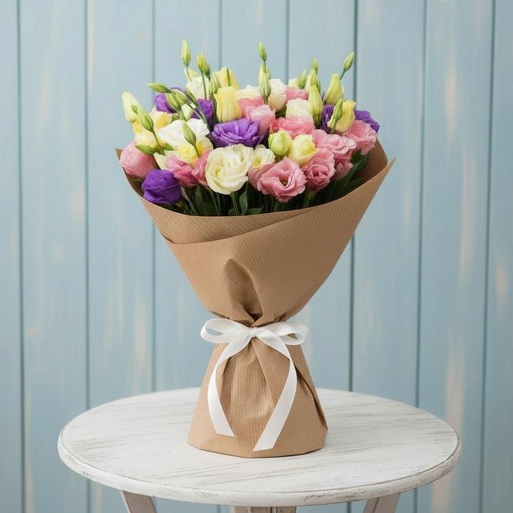 Букет цветов из: Лизиантусы в Новостройку