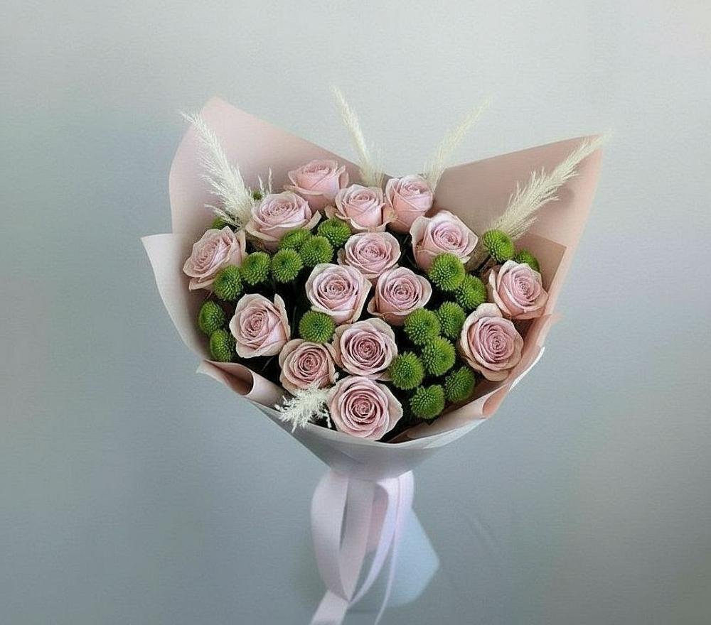 Букет цветов из: Розы и Хризантемы в Новостройку