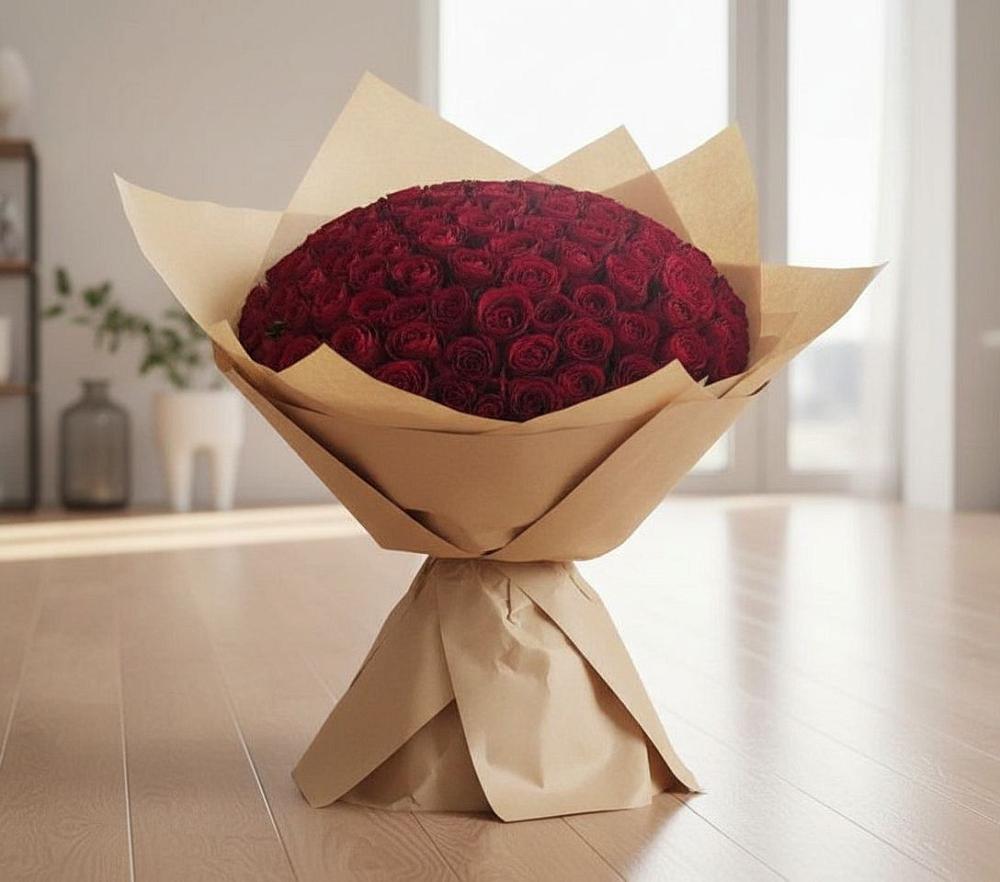 Букет 101 Красная роза в Новостройку
