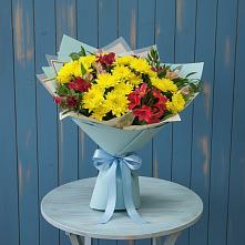 Букет цветов из:  Альстромерии и Хризантемы в Новостройку