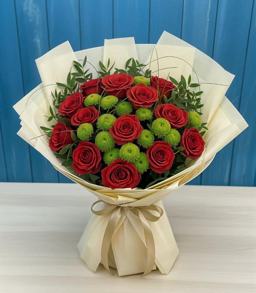 Букет цветов из: Розы и Хризантемы в Новостройку